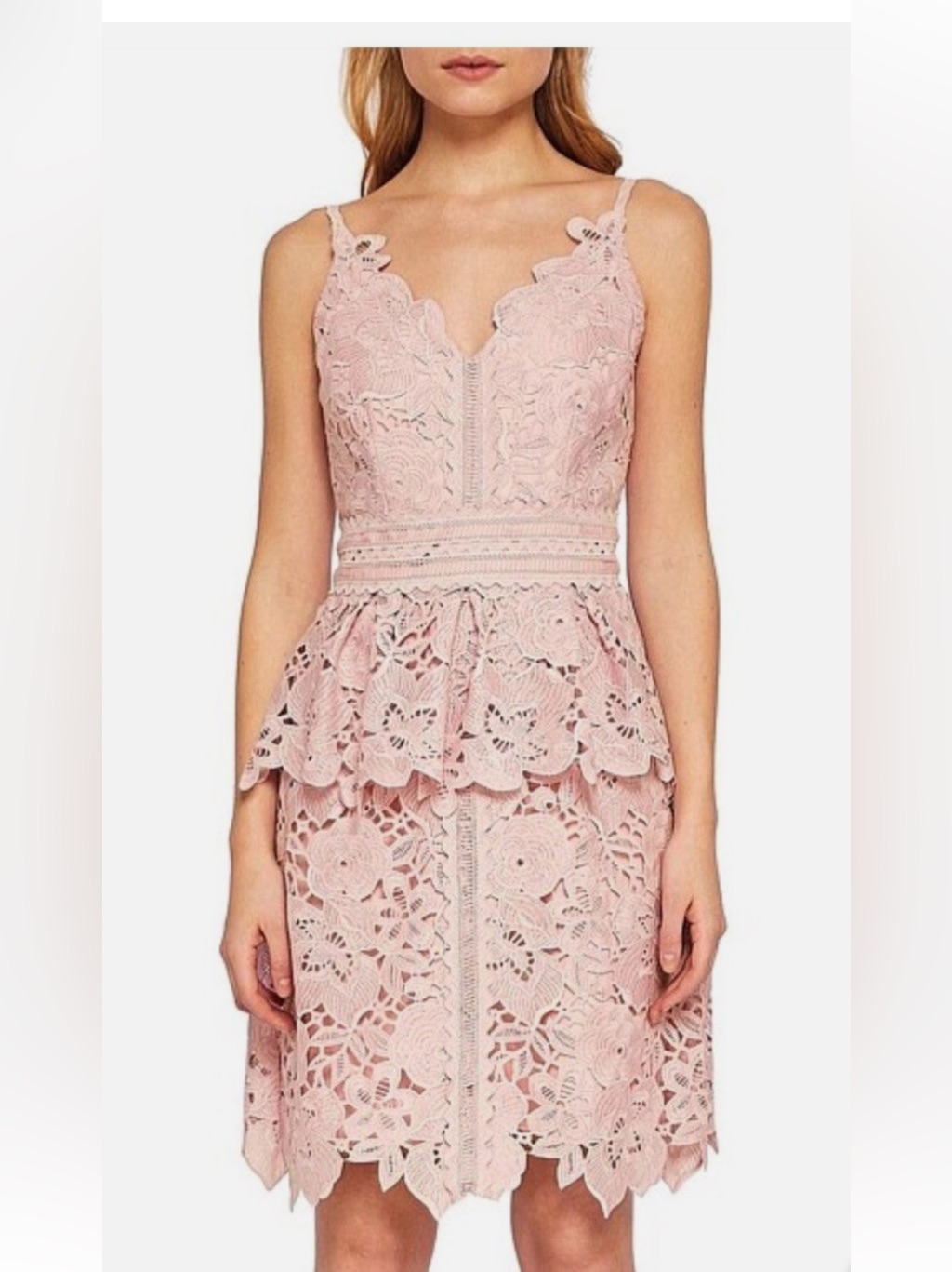 Ted Baker Nadiie Women's Blush Pink Lace Peplum Dress